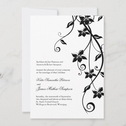 Uitnodigingen voor een zwart-wit huwelijk (Voorkant)