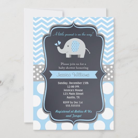 Uitnodigingen voor Elephant Baby Shower (Voorkant)