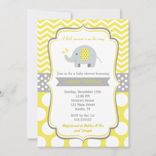 Uitnodigingen voor Elephant Baby Shower (Voorkant)