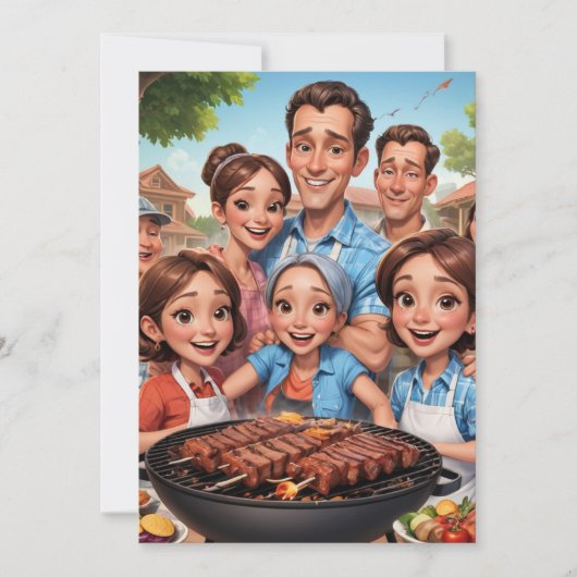 Uitnodigingen voor familiereünie BBQ Cookout (Voorkant)