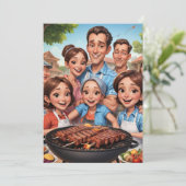 Uitnodigingen voor familiereünie BBQ Cookout (Staand voorkant)