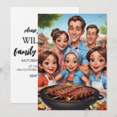 Uitnodigingen voor familiereünie BBQ Cookout (Voorkant / Achterkant)