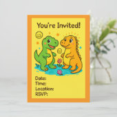 Uitnodigingen voor feestjes met dinosaurusthema (Staand voorkant)