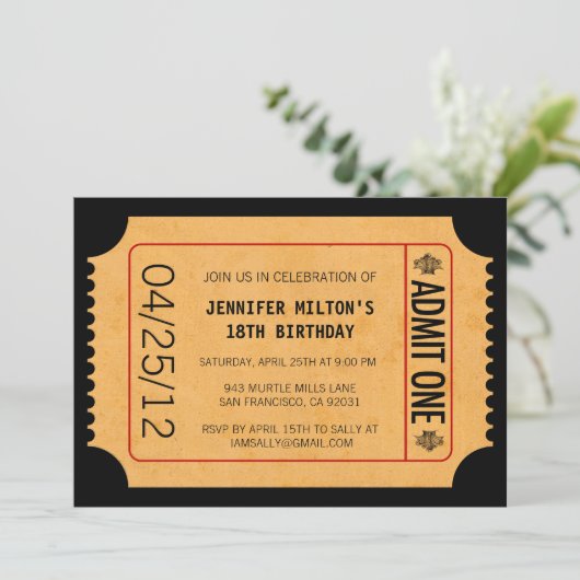 Uitnodigingen voor filmtickets (Staand voorkant)