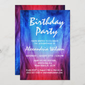 Uitnodigingen voor Fire & Ice Birthday | Blauwe ro (Voorkant / Achterkant)