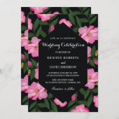uitnodigingen voor fuschia en zwarte bruiloft (Voorkant / Achterkant)