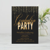 Uitnodigingen voor Gold- en Black Graduation Party (Staand voorkant)