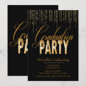 Uitnodigingen voor Gold- en Black Graduation Party (Voorkant / Achterkant)