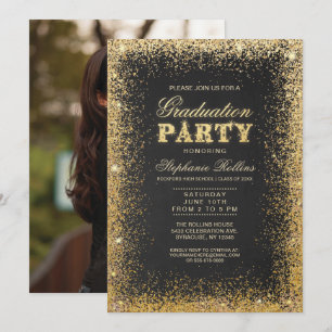Uitnodigingen voor Gold & Glitter Graduation Party