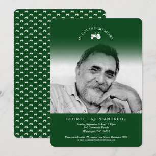 Uitnodigingen voor groene begrafenis van een fotot