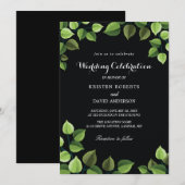 uitnodigingen voor groene en zwarte bruiloft (Voorkant / Achterkant)