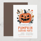 Uitnodigingen voor Halloween pompoen snijfeest (Voorkant / Achterkant)