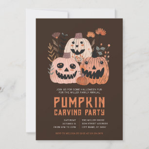 Uitnodigingen voor Halloween pompoensnijfeest