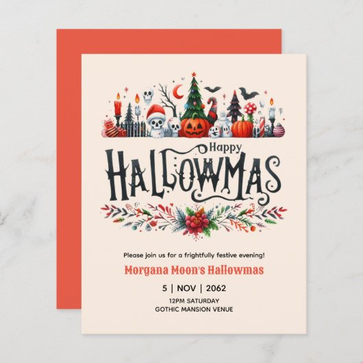 Uitnodigingen voor Hallowmas Halloween Kerst Mashu (Voorkant / Achterkant)