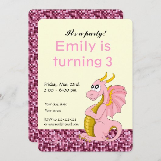 Uitnodigingen voor het afdrukken van cartoons op v (Voorkant / Achterkant)