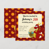 Uitnodigingen voor het afdrukken van rode draak-ca (Voorkant / Achterkant)