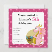 Uitnodigingen voor het afdrukken van roze dragon c (Voorkant)