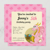 Uitnodigingen voor het afdrukken van roze dragon c (Voorkant / Achterkant)