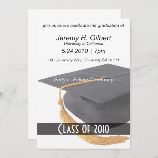 Uitnodigingen voor het afstuderen van de lampvoet (Voorkant / Achterkant)