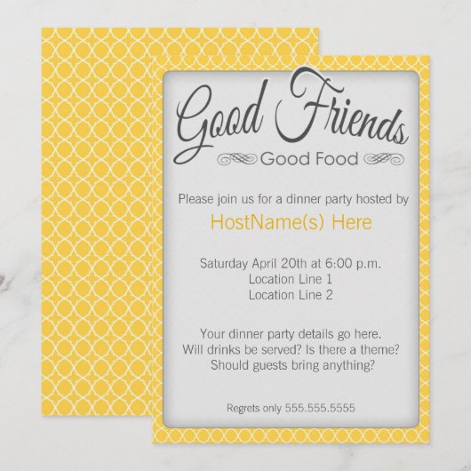 Uitnodigingen voor het avondeten in Geel (Voorkant / Achterkant)