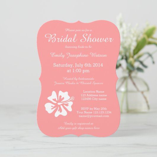 Uitnodigingen voor het douchen van koraalroze en w (Staand voorkant)