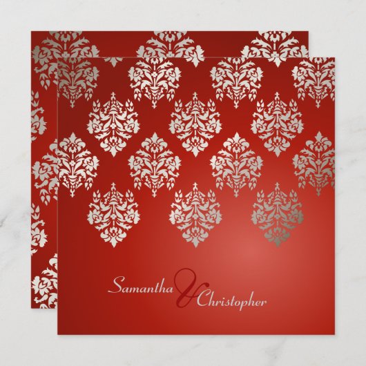 Uitnodigingen voor het huwelijk met Damascus/ruby  (Voorkant / Achterkant)
