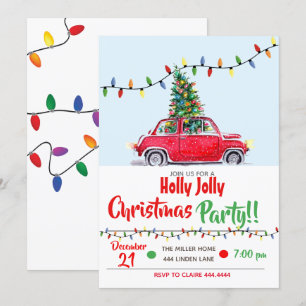 Uitnodigingen voor het kerstfeest Holly Jolly