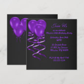 Uitnodigingen voor het paarse ballonfeest (Voorkant / Achterkant)
