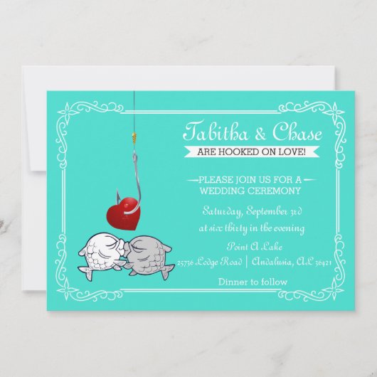 Uitnodigingen voor het zoenen van visweddenschappe (Voorkant)