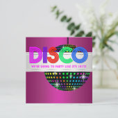 Uitnodigingen voor hete roze discothequefeest (Staand voorkant)