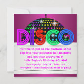 Uitnodigingen voor hete roze discothequefeest (Achterkant)