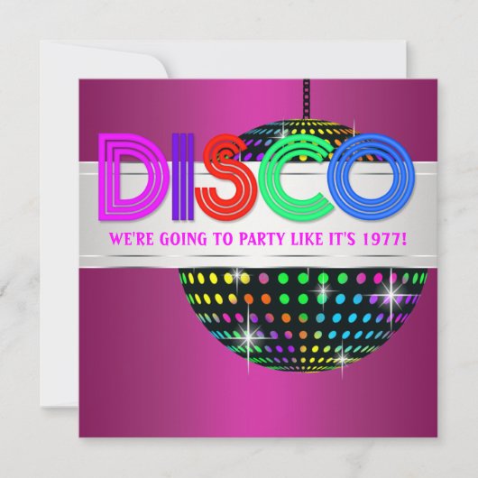 Uitnodigingen voor hete roze discothequefeest (Voorkant)