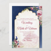 Uitnodigingen voor Indiase pauwen & uitnodigingen (Voorkant / Achterkant)