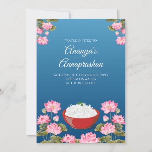 Uitnodigingen voor Indiase Rijstceremonie & Annapr (Voorkant)
