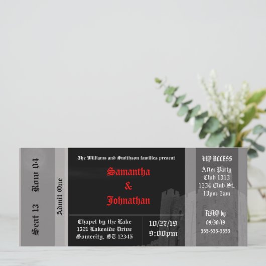 Uitnodigingen voor kasteel-Gotische bruiloft (Staand voorkant)