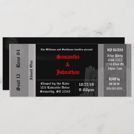 Uitnodigingen voor kasteel-Gotische bruiloft (Voorkant / Achterkant)