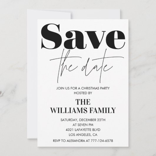 Uitnodigingen voor kerstfeest Bewaar de datum Zwar (Voorkant)