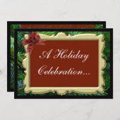 Uitnodigingen voor kerstfeest, luxe pine (Voorkant / Achterkant)