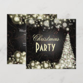 Uitnodigingen voor kerstfeestdagen, champagnebubbe (Voorkant / Achterkant)