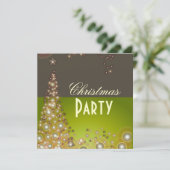 Uitnodigingen voor kerstfeestdagen, champagnebubbe (Staand voorkant)