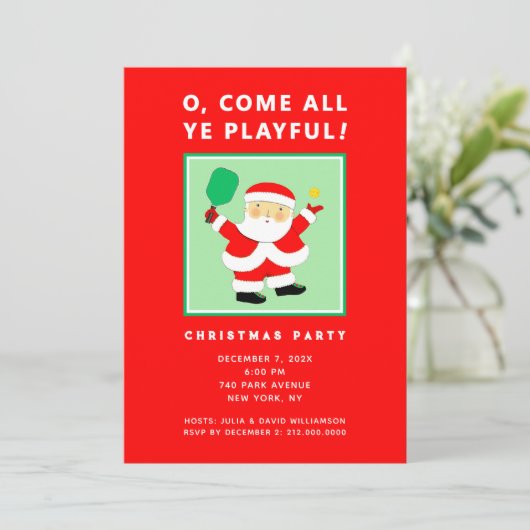 Uitnodigingen voor Kerstmis met Pickleball (Staand voorkant)