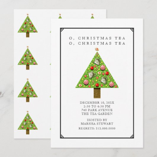 Uitnodigingen voor kerstthee (Voorkant / Achterkant)