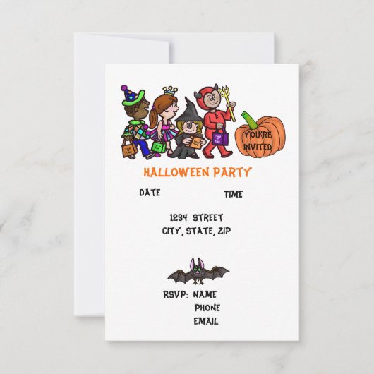 Uitnodigingen voor kinderHalloween Party (Voorkant)