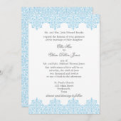 Uitnodigingen voor Light Blue Damask Weddenschap (Voorkant / Achterkant)