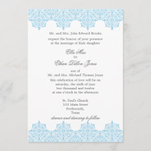 Uitnodigingen voor Light Blue Damask Weddenschap