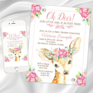 Uitnodigingen voor Little Deer Baby Girl Shower