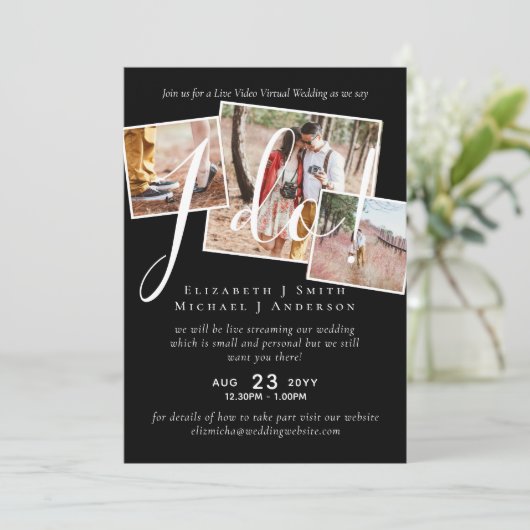 Uitnodigingen voor live videogesprek voor trouwfee (Staand voorkant)