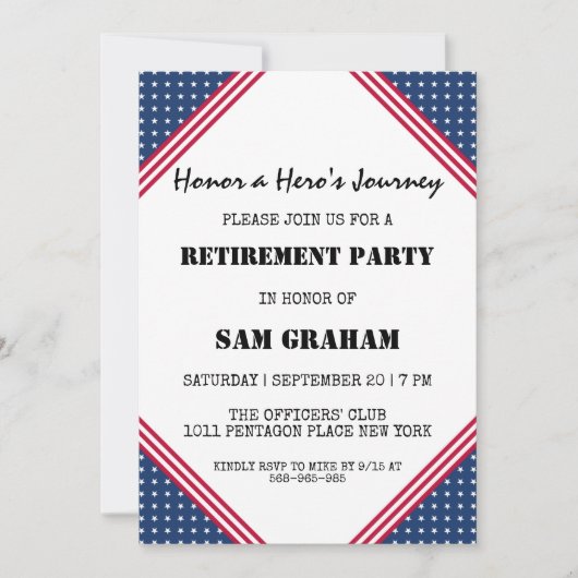 Uitnodigingen voor militaire pensionering onder Am (Voorkant)