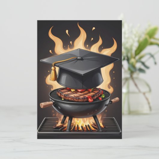 Uitnodigingen voor moderne afstuderen BBQ (Staand voorkant)