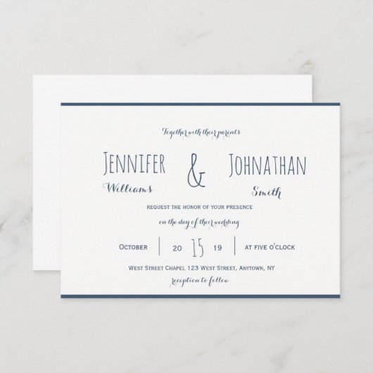 Uitnodigingen voor moderne marineschepen en witte (Voorkant / Achterkant)